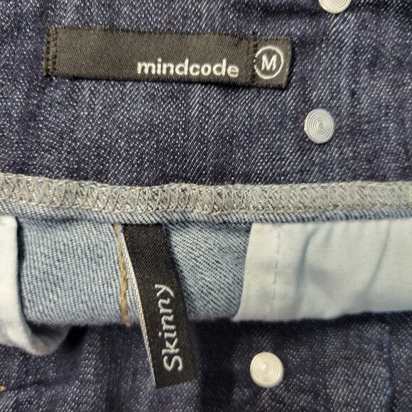 Mindcode Shorts Womens Medium Blue Denim High Rise Skinny Button Front Pocket - Picture 5 of 13